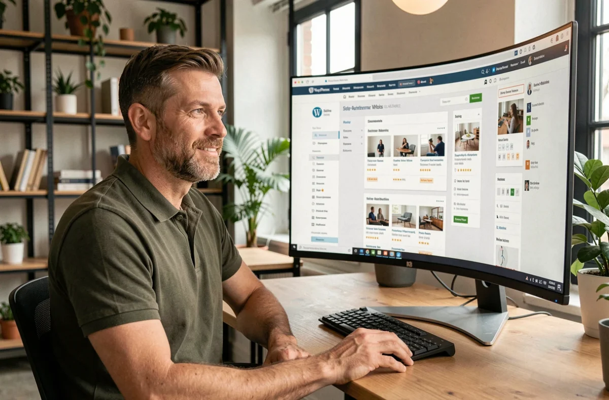 Développeur de l'agence Coo2boost construisant un site WordPress e-commerce dans un bureau en Seine-Maritime