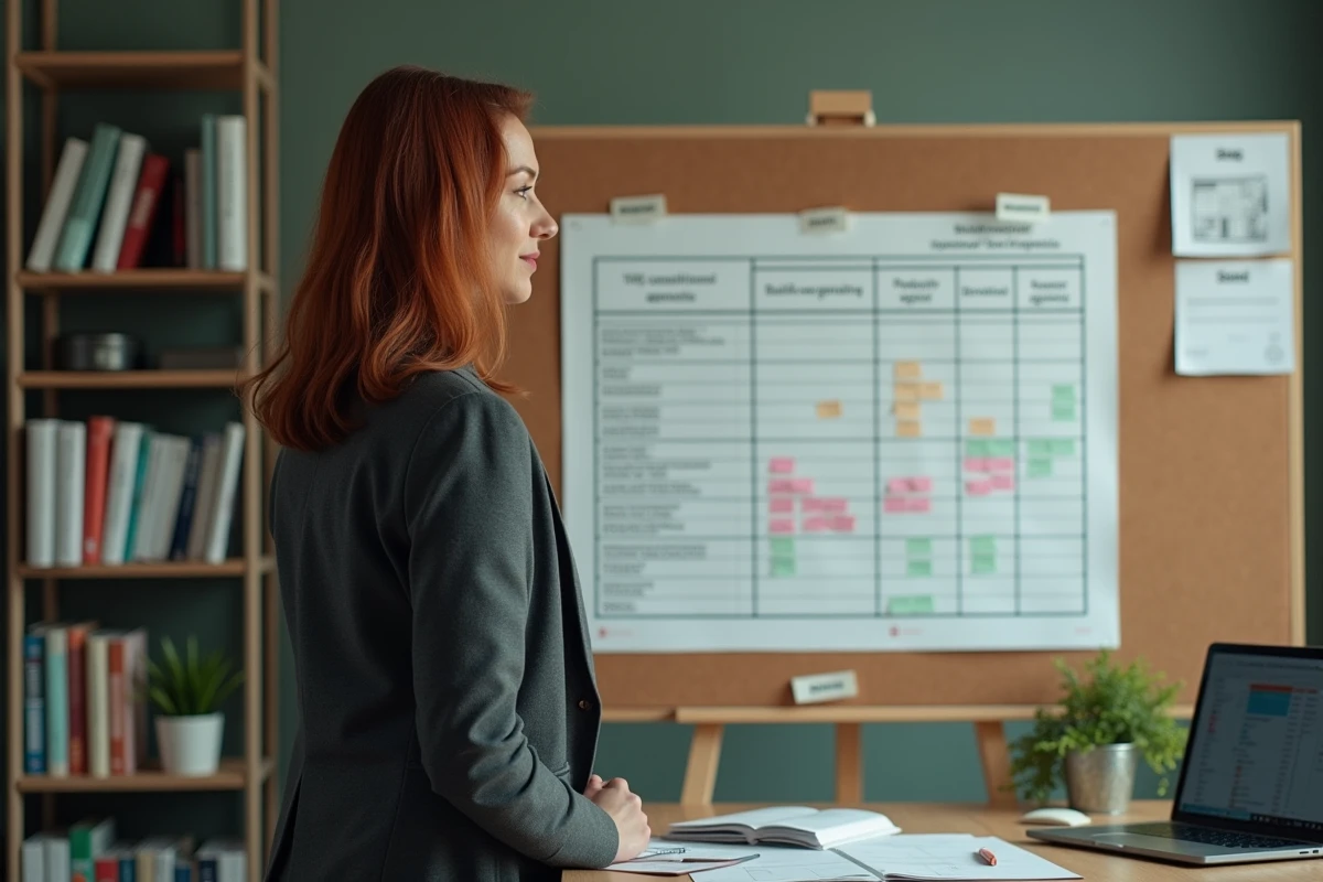Directrice évaluant les avantages et inconvénients de l'internalisation versus l'externalisation de l'expertise multimédia dans son bureau