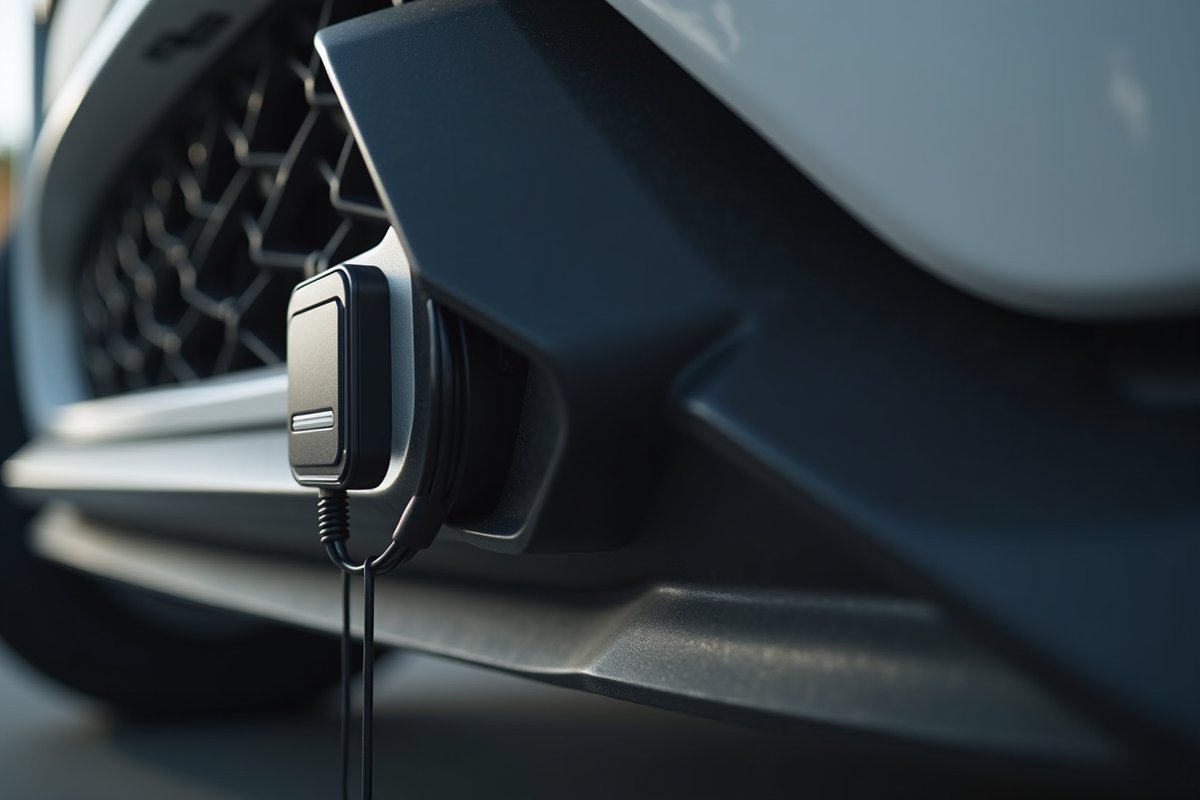 Zoom sur un traceur GPS attaché sous une voiture propre