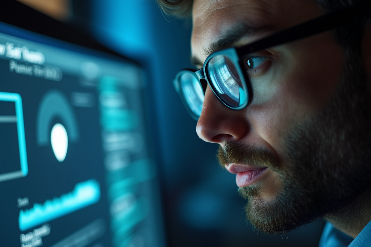 Gros plan d un écran email sécurisé reflet dans des lunettes