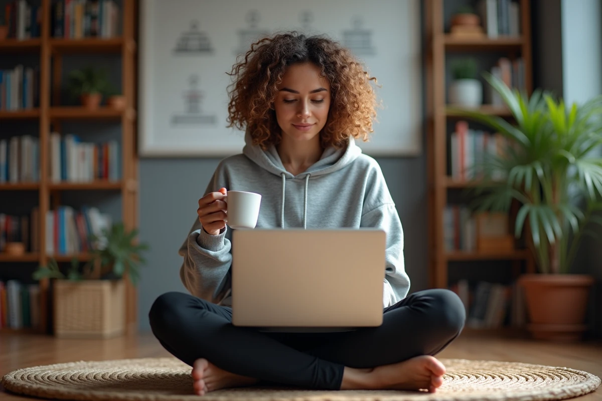 Femme développeuse apprenant le code HTML de formulaire sur son ordinateur portable dans un espace de travail à domicile