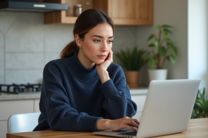 Jeune femme au travail dans une cuisine moderne