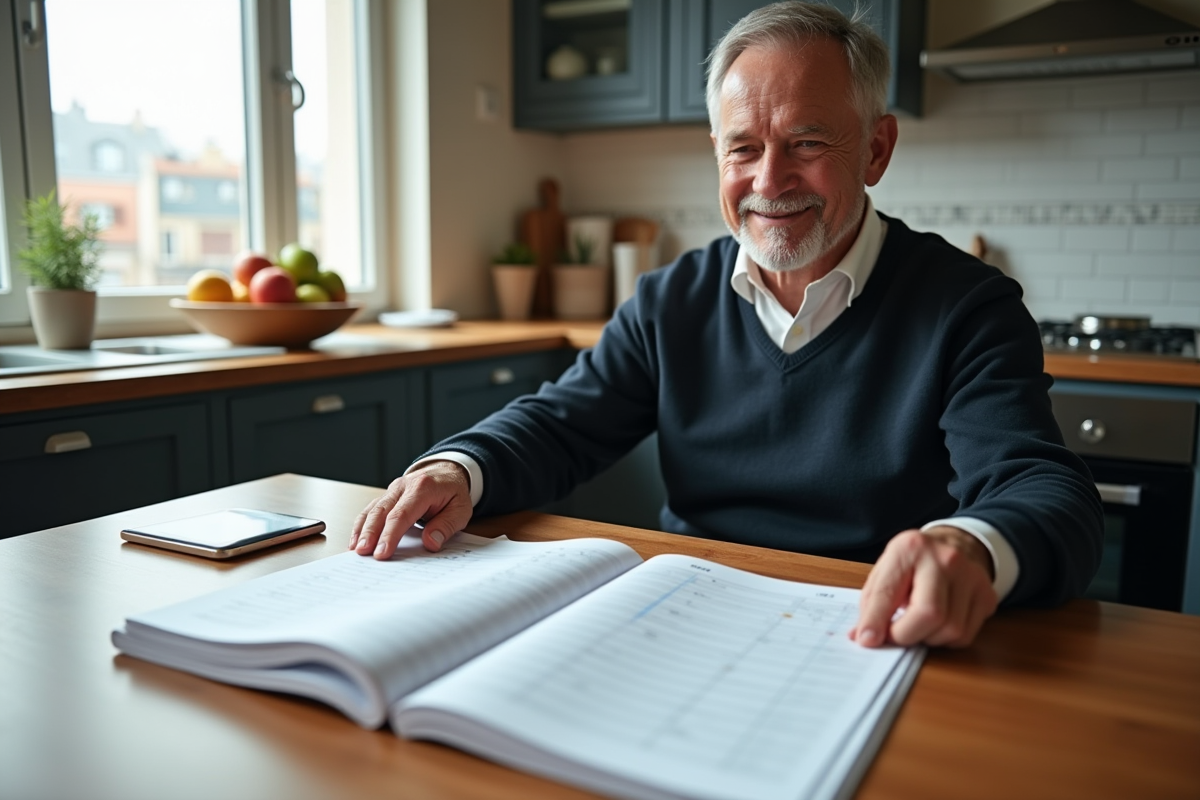 Homme en chemise blanche trie des feuilles Excel imprimées