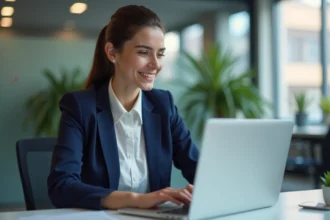 Jeune femme professionnelle au bureau à Grenoble